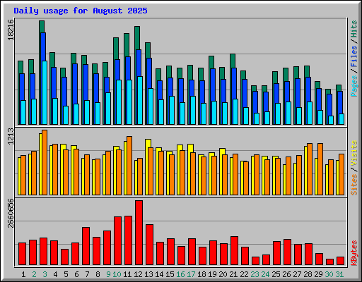 Daily usage for August 2025