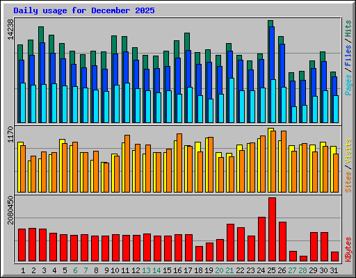Daily usage for December 2025